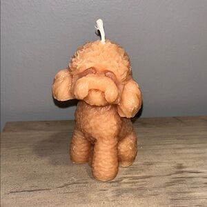 Tan Beeswax Poodle Candle